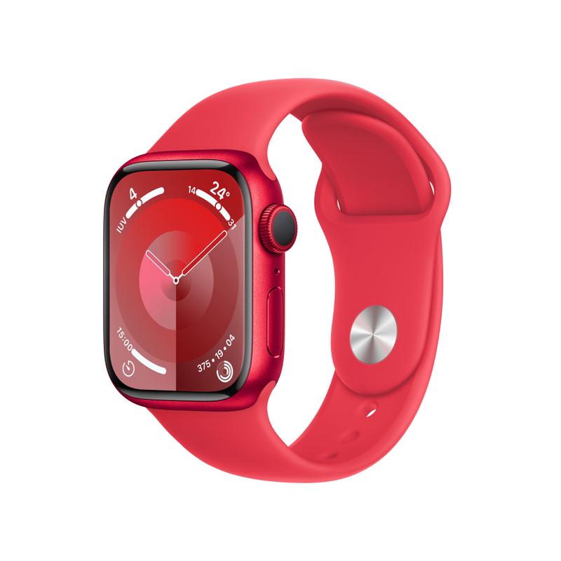 Apple Watch Series 9 41mm Aluminium GPS (PRODUCT)RED Sportarmband Rot S/M