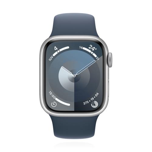 Apple WATCH Series 9 41mm GPS Aluminiumgehäuse Silber Sportarmband Sturmblau  M/L