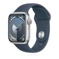 Apple WATCH Series 9 41mm GPS Aluminiumgehäuse Silber Sportarmband Sturmblau  M/L