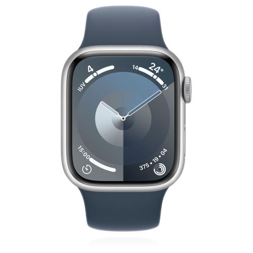 Apple Apple WATCH Series 9 41mm GPS Aluminiumgehäuse Silber Sportarmband Sturmblau S/M