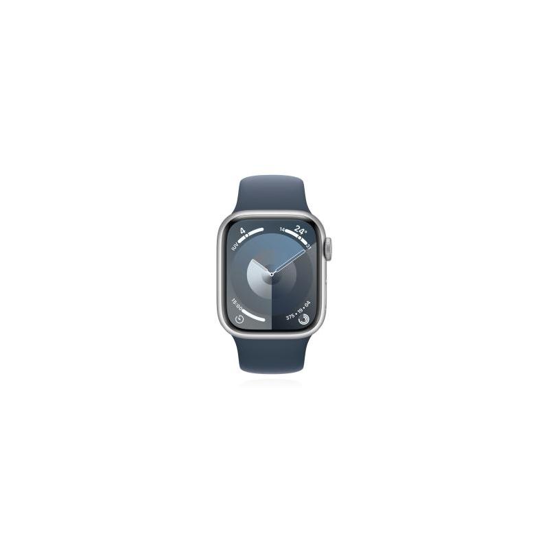 Apple WATCH Series 9 45mm GPS Aluminiumgehäuse Silber Sportarmband Sturmblau M/L