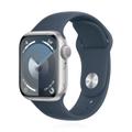 Apple WATCH Series 9 45mm GPS Aluminiumgehäuse Silber Sportarmband Sturmblau M/L