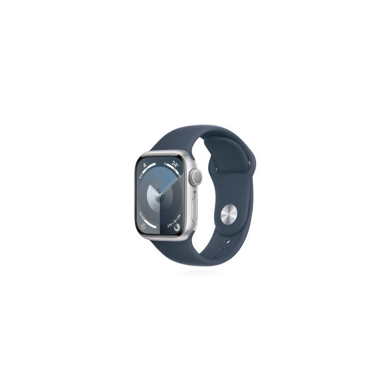 Apple WATCH Series 9 45mm GPS Aluminiumgehäuse Silber Sportarmband Sturmblau M/L