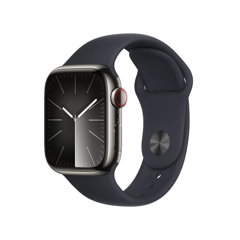 Apple WATCH Series 9 41mm GPS+Cellular Edelstahlgehäuse Graphit Sportarmband Mitternacht S/M