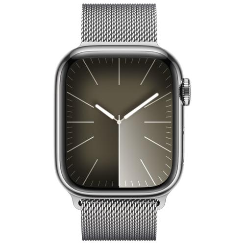 Apple Apple WATCH Series 9 41mm GPS+Cellular Edelstahlgehäuse Silber Milanaisearmband Silber