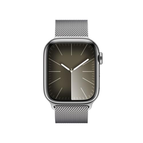 Apple WATCH Series 9 41mm GPS+Cellular Edelstahlgehäuse Silber Milanaisearmband Silber