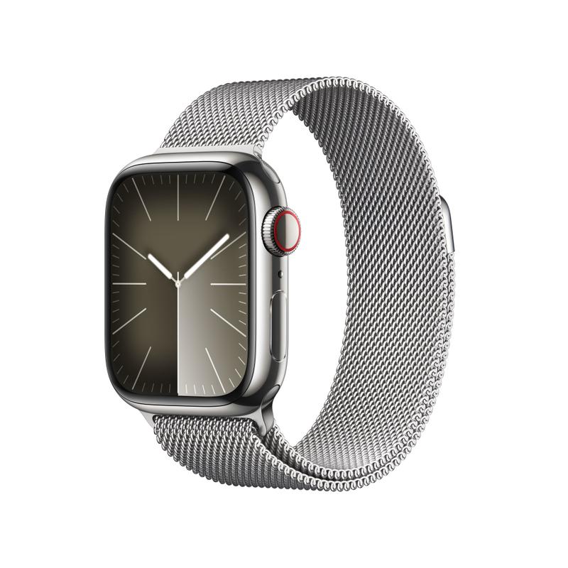 Apple WATCH Series 9 41mm GPS+Cellular Edelstahlgehäuse Silber Milanaisearmband Silber