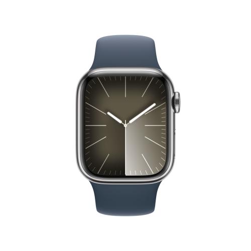 Apple WATCH Series 9 41mm GPS+Cellular Edelstahlgehäuse Silber Sportarmband Sturmblau S/M