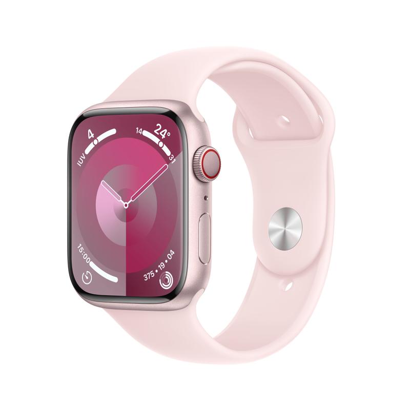 Apple WATCH Series 9 45mm GPS+Cellular Aluminiumgehäuse Rosé Sportarmband Hellrosa S/M