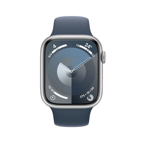 Apple WATCH Series 9 45mm GPS+Cellular Aluminiumgehäuse Silber Sportarmband Sturmblau M/L