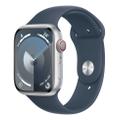 Apple Watch Series 9 45mm GPS+Cellular Aluminium Silber Sportarmband Sturmblau M/L