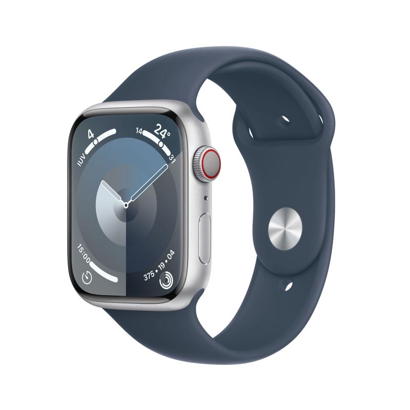 Apple WATCH Series 9 45mm GPS+Cellular Aluminiumgehäuse Silber Sportarmband Sturmblau M/L