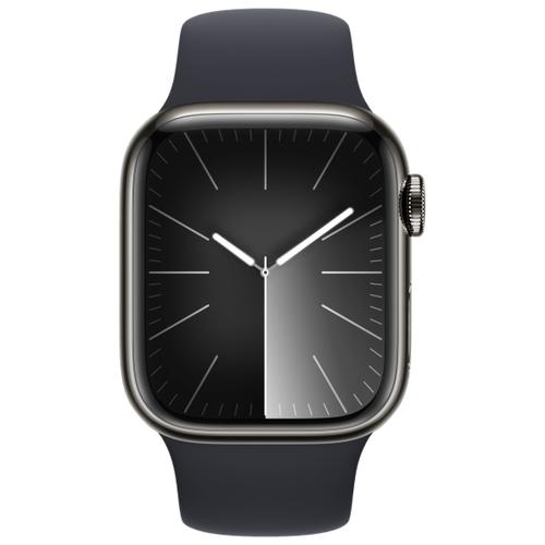 Apple Apple WATCH Series 9 41mm GPS+Cellular Edelstahlgehäuse Graphit Sportarmband Mitternacht M/L