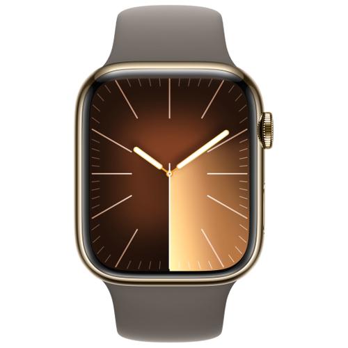 Apple Apple WATCH Series 9 45mm GPS+Cellular Edelstahlgehäuse Gold Sportarmband Tonbraun S/M