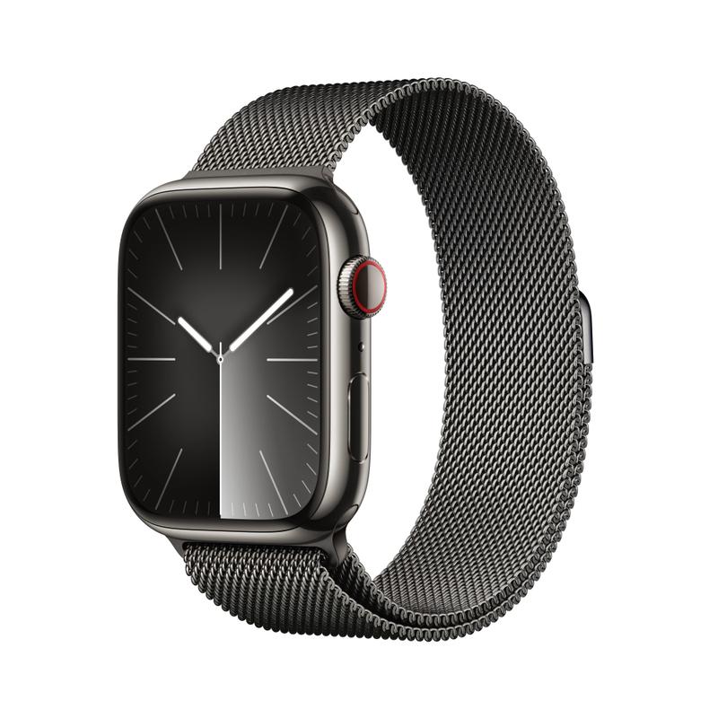 Apple WATCH Series 9 45mm GPS+Cellular Edelstahlgehäuse Graphit Milanaisearmband  Graphit