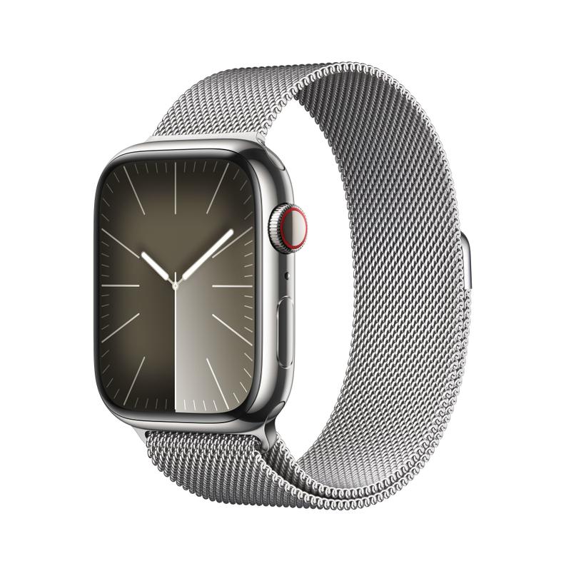 Apple WATCH Series 9 45mm GPS+Cellular Edelstahlgehäuse Silber Milanaisearmband  Silber