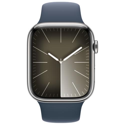Apple Apple WATCH Series 9 45mm GPS+Cellular Edelstahlgehäuse Silber Sportarmband Sturmblau M/L