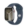 Apple WATCH Series 9 45mm GPS+Cellular Edelstahlgehäuse Silber Sportarmband Sturmblau M/L