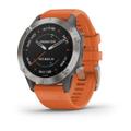 Garmin Fenix 6 Saphir Titan Grau mit orangenem Armband