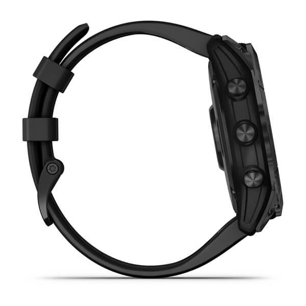 Garmin Fenix 7X Sapphire Solar Titan Schwarz Silikonarmband Schwarz