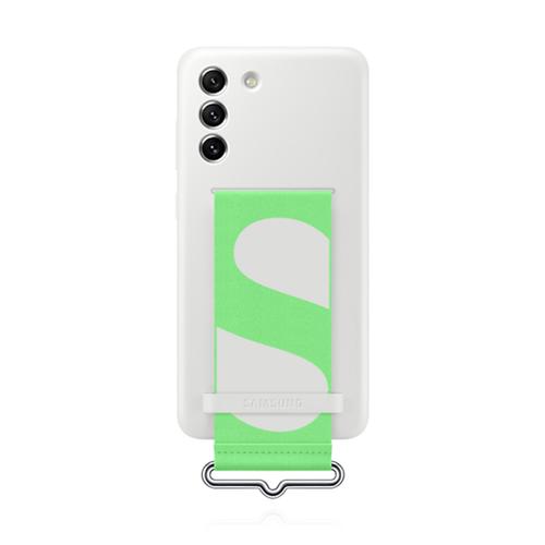 Samsung Silicone Cover mit Strap für Galaxy S21 FE 5G White
