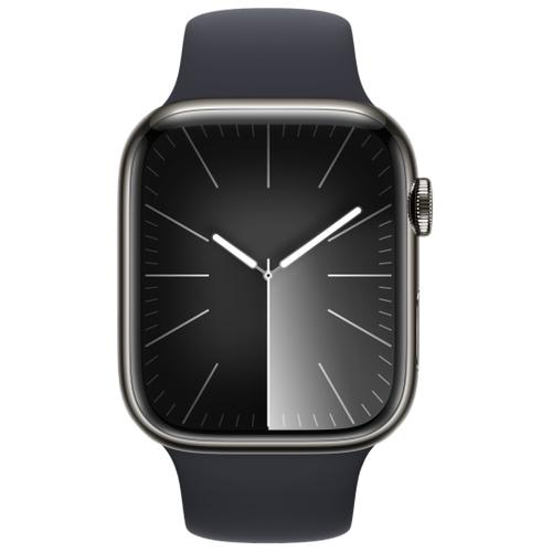 Apple Apple WATCH Series 9 45mm GPS+Cellular Edelstahlgehäuse Graphit Sportarmband Mitternacht S/M