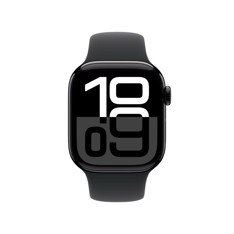 Apple Watch Series 10 42mm GPS+Cellular Aluminiumgehäuse Diamantschwarz Sportarmband Schwarz S/M