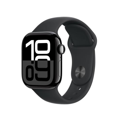 Apple Apple Watch Series 10 42mm GPS+Cellular Aluminiumgehäuse Diamantschwarz Sportarmband Schwarz S/M