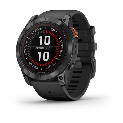 Garmin Garmin Fenix 7X Pro Solar Schiefergrau Silikonarmband Schwarz