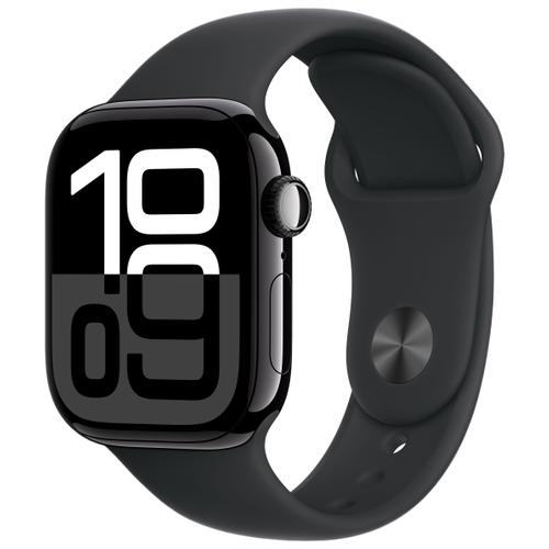 Apple Apple Watch Series 10 42mm GPS Aluminiumgehäuse Diamantschwarz Sportarmband Schwarz S/M