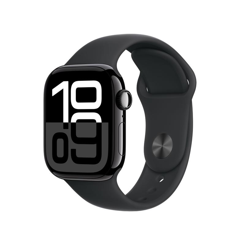 Apple Watch Series 10 42mm GPS Aluminiumgehäuse Diamantschwarz Sportarmband Schwarz S/M