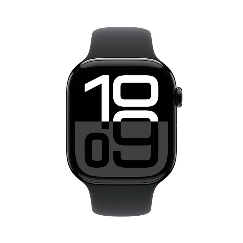 Apple  Watch Series 10 46mm GPS Aluminiumgehäuse Diamantschwarz Sportarmband Schwarz M/L