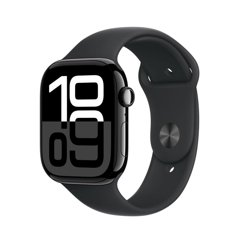 Apple  Watch Series 10 46mm GPS Aluminiumgehäuse Diamantschwarz Sportarmband Schwarz M/L