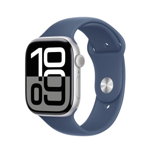 Apple Apple Watch Series 10 46mm GPS Aluminiumgehäuse Silber Sportarmband Denim  M/L