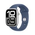 Apple Watch Series 10 46mm GPS Aluminiumgehäuse Silber Sportarmband Denim S/M