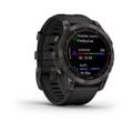 Garmin Fenix 7 Sapphire Solar Titan Schwarz Silikonarmband Schwarz