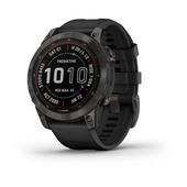 Garmin Fenix 7 Sapphire Solar Titan Schwarz Silikonarmband Schwarz