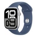 Apple Watch Series 10 42mm GPS Aluminium Silber Sportarmband Denim S/M