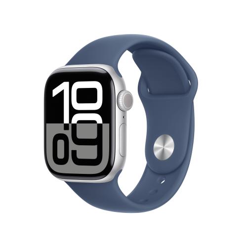 Apple Apple Watch Series 10 42mm GPS+Cellular Aluminiumgehäuse Silber Sportarmband Denim M/L