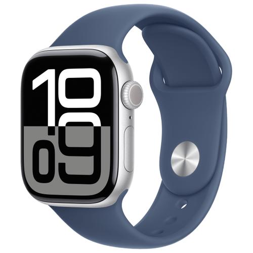 Apple Apple Watch Series 10 42mm GPS+Cellular Aluminiumgehäuse Silber Sportarmband Denim M/L