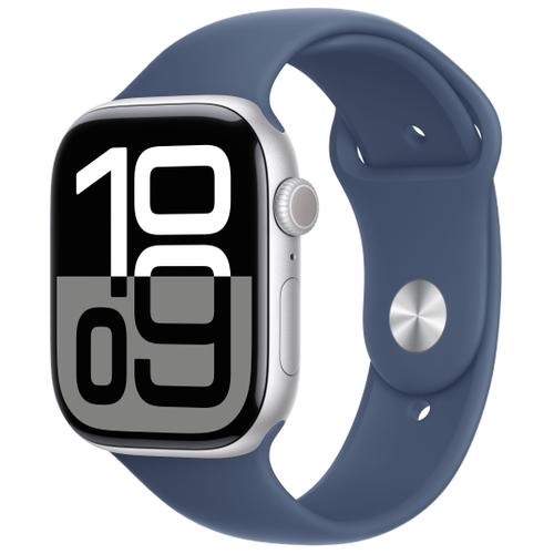 Apple Apple Watch Series 10 46mm GPS+Cellular Aluminiumgehäuse Silber Sportarmband Denim S/M