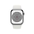 Apple WATCH Series 8 41mm GPS+Cellular Edelstahl Silber Sportarmband Weiß