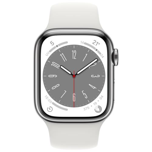 Apple Apple WATCH Series 8 41mm GPS+Cellular Edelstahl Silber Sportarmband Weiß