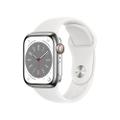 Apple WATCH Series 8 41mm GPS+Cellular Edelstahl Silber Sportarmband Weiß