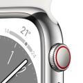 Apple WATCH Series 8 41mm GPS+Cellular Edelstahl Silber Sportarmband Weiß