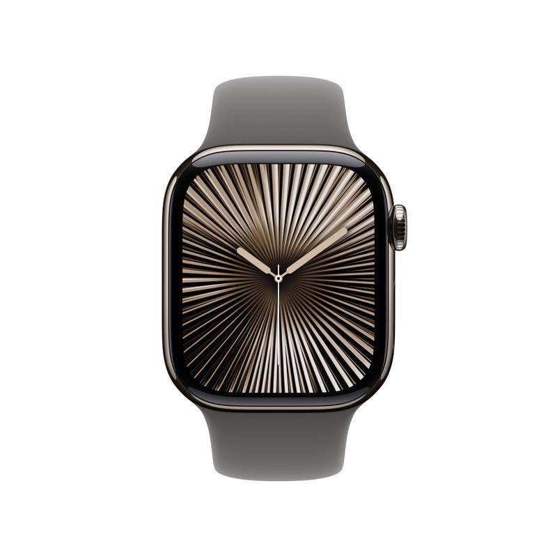 Apple Watch Series 10 42mm GPS+Cellular Titangehäuse Natur Sportarmband Steingrau S/M