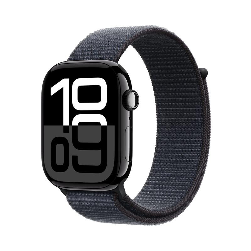 Apple Watch Series 10 46mm GPS Aluminiumgehäuse Diamantschwarz Sport Loop Tinte