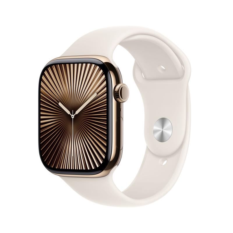 Apple Watch Series 10 46mm GPS+Cellular Titangehäuse Gold Sportarmband Polarstern M/L