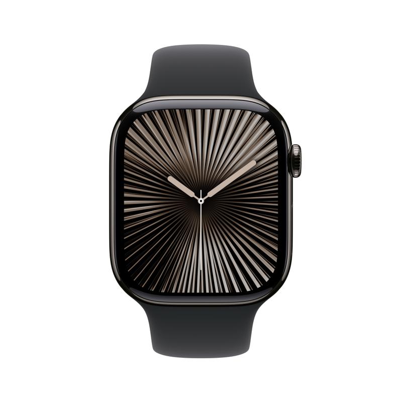 Apple Watch Series 10 46mm GPS+Cellular Titangehäuse Schiefer Sportarmband Diamantschwarz S/M