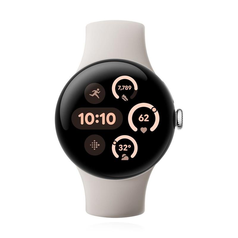 Google Pixel Watch 3 45mm LTE Polished Silver Sportarmband Porcelain